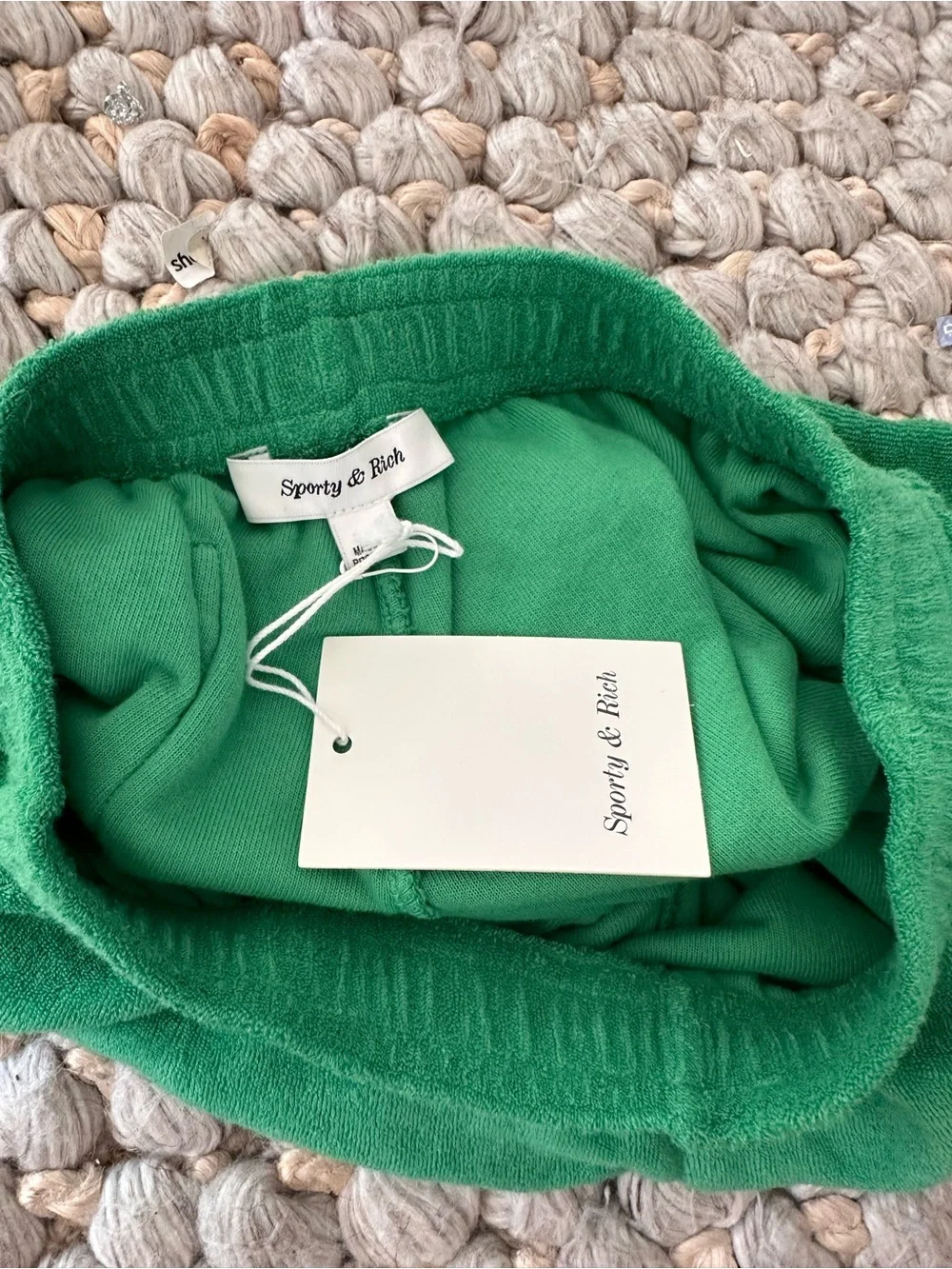 NWT Sporty & Rich Green Terry cloth shirts Classic white logo size small